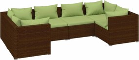 vidaXL 6 részes barna polyrattan kerti ülőgarnitúra párnákkal