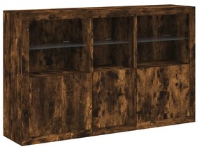 füstös tölgy színű tálalószekrény LED-ekkel 162 x 37 x 100 cm