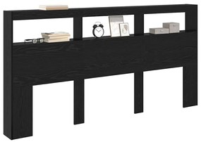 Fejtámla polcokkal Fekete tölgy 200 x 17 x 102 cm Faanyag