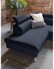 Sötétkék bársony kinyitható sarokkanapé (bal oldali-"U" alakú) Sweet Harmony – Miuform