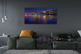 Canvas képek Varsó város éjszaka folyó híd 120x60 cm