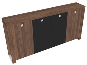 Verno+ közepes gardrób 260 x 46 x 130 cm, kombinált ajtó, dió / fekete