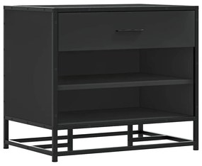 Cipőpad Fekete 60x40x53,5 cm Fából és fémből készült pad