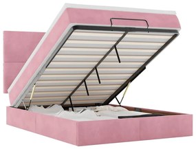 Ottomán ágykeret matracokkal rózsaszín 140x190cm bársony