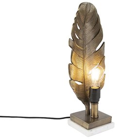 Art Deco asztali lámpa bronz márvány talppal - Leaf