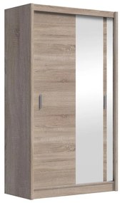 SABRINA gardróbszekrény tükörrel, 120x215 cm, sonoma tölgy