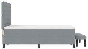 Box Spring Ágy matraccal és padtál szürke 140x200 cm szövet