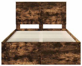 vidaXL Ágykeret fejtámlával Füstölt tölgy 135 x 190 cm Tömör fenyőfa