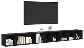 TV szekrény 3 pcs Musta tammi 37 x 35 x 107.5 cm Műanyag Fa