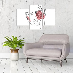 Kép - Line art arc rózsával (90x60 cm)