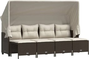 vidaXL 5 részes barna polyrattan kerti ülőgarnitúra párnával