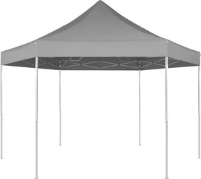 vidaXL szürke összecsukható hatszög alakú pop-up pavilon 3,6 x 3,1 m