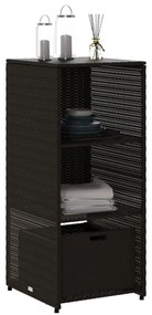 fekete polyrattan kerti tárolószekrény 50 x 55 x 115 cm