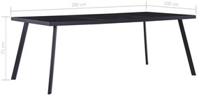 Fekete edzett üveg étkezőasztal 200 x 100 x 75 cm