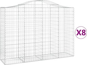 vidaXL 8 db íves horganyzott vas gabion kosár 200x50x140/160 cm