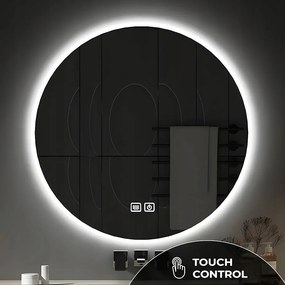 Fürdőszobai tükör Bayt 60 cm Led fűtött kerek ködlámpa