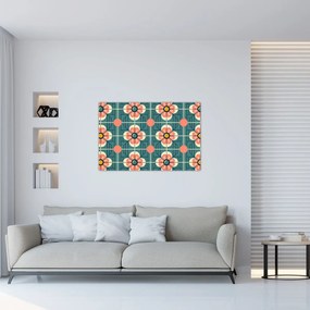 Kép - Retro virágminta (90x60 cm)