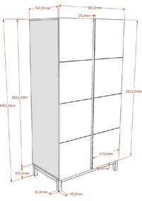 Fehér gyerek ruhásszekrény 99x196x58 cm Eva – Vipack