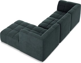 Kék bársony sarokkanapé (jobb oldali-heverő résszel) Aloha – Makamii