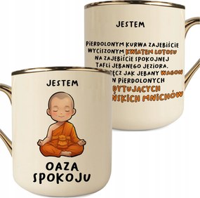 Bögre Krém-arany Én Vagyok A Nyugalom Oázisa Bögre Vicces Szerzetes Mintával
