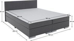 Boxspring ágy, szürke, 180x200, ADARA