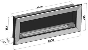 InFire - Beépített BIO kandalló 49x120 cm 3kW fekete