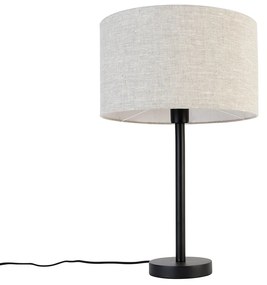 Modern asztali lámpa fekete boucle ernyővel világosszürke 35 cm - Simplo