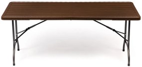 Összecsukható barna műanyag kerti asztal
