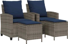 vidaXL 4 részes szürke polyrattan kerti ülőgarnitúra párnákkal