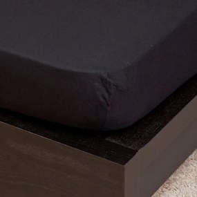 Fekete Jersey Gumis Lepedő 90-100x200 cm