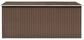 barna fém kerti fészer 257 x 392 x 181 cm