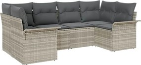 vidaXL Kerti Kanapé Szett párnával 6 pcs Világosszürke polirattan