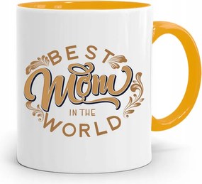 Sárga Bögre Ajándék Anyukáknak Best Mom fényképes nyomattal