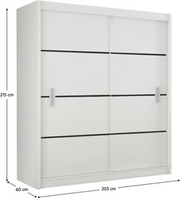 Szekrény tolóajtóval, fehér/fekete, MERINA 203