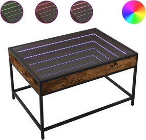vidaXL füstös tölgy végtelen hatású LED-es dohányzóasztal 70x50x41 cm