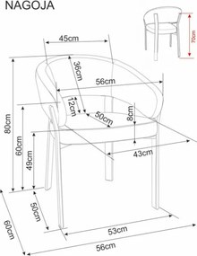 Nagoja étkezőszék szürke/fekete