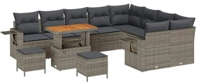 vidaXL Kerti Kanapé Szett 12 pcs Szürke polirattan