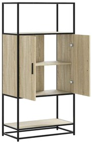Highboard sonoma tölgy 68x35x139 cm gépelt fa és fém