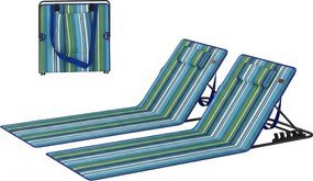 Outsunny 2 db összecsukható napozóágy – állítható háttámlák, fejpárnák és tárolózseb — sötétszürke | Aosom