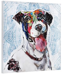 [art.work] Eredeti kézzel festett fali kép – festmény – kutya - lenvászon ékelt kerettel
