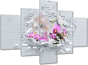 Vászonkép 100x70 Orchidea a falon Virágok