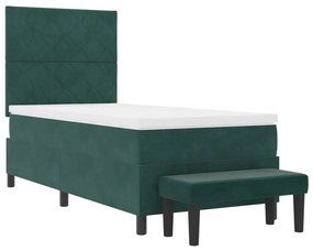 Box Spring Ágy Matraccal és Pad Sötét Zöld 90x190 cm Bársonyos