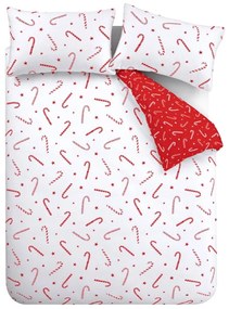 Piros-fehér egyszemélyes ágyneműhuzat 135x200 cm Candy Cane – Catherine Lansfield