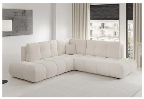 Ágyazható balos L-alakú kárpitozott sarokkanapé ágyneműtartóval ALMADA bézs