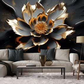 Gario Fotótapéta Gyönyörű fekete-arany virág Anyag: Vlies, Méret: 400 x 280 cm
