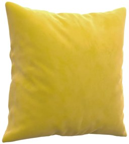 3 személyes sárga bársony kanapé díszpárnákkal 180 cm