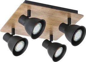 Rabalux beltéri karos spotlámpa gu10 4x15w bükk/fekete mac