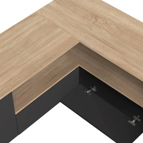 Fekete-natúr színű TV-állvány tölgyfa dekorral 130x46 cm Angle – TemaHome
