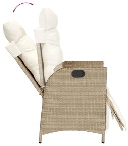 3 részes bézs polyrattan kerti étkezőgarnitúra párnákkal