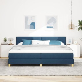 Box Spring Ágy Matraccal Kék 200x200 cm Szövet
